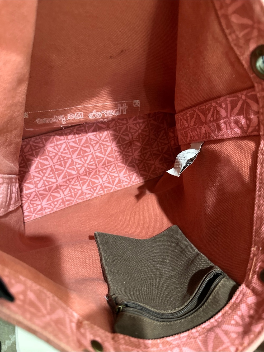 Life Is Good Pink Canvas Tote Bag Brown Handles “There’s No Place Like Roam” - Picture 10 of 11